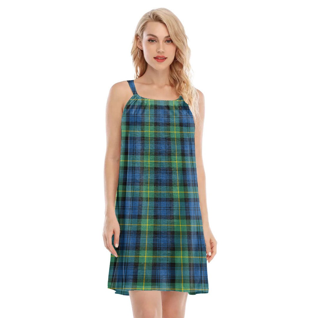 Gordon Ancient Tartan Plaid O-neck Cami Dress