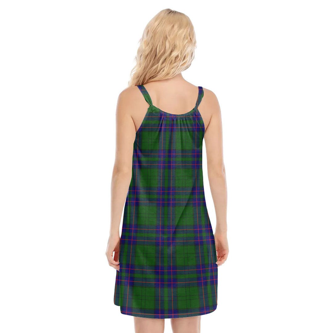 Lockhart Modern Tartan Crest O-neck Cami Dress