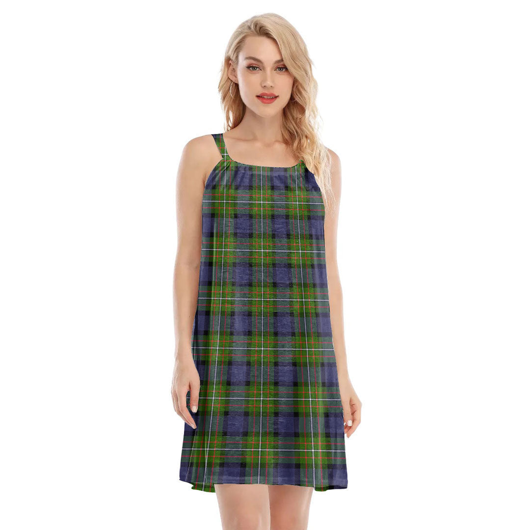 Fergusson Modern Tartan Plaid O-neck Cami Dress