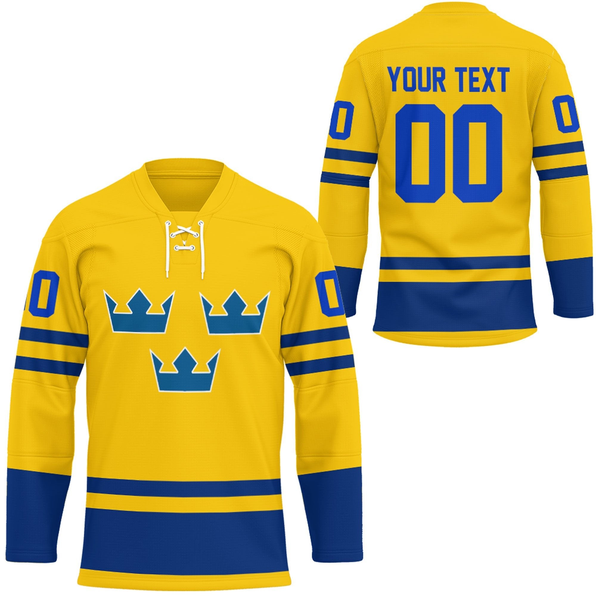 Custom Sweden Team Hockey Jersey Style Yellow Version Hockey Jersey