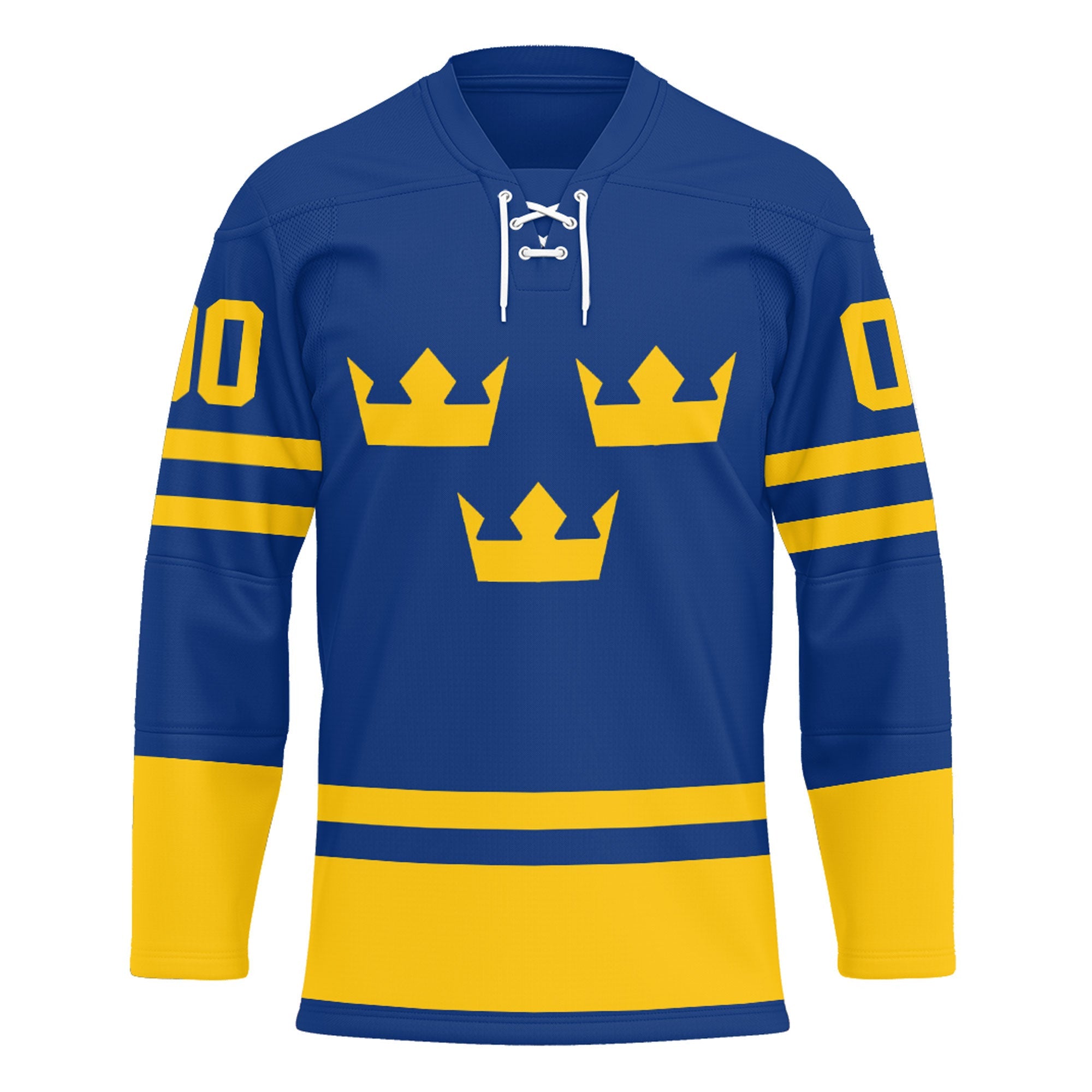 Custom Sweden Team Hockey Jersey Style Blue Version Hockey Jersey