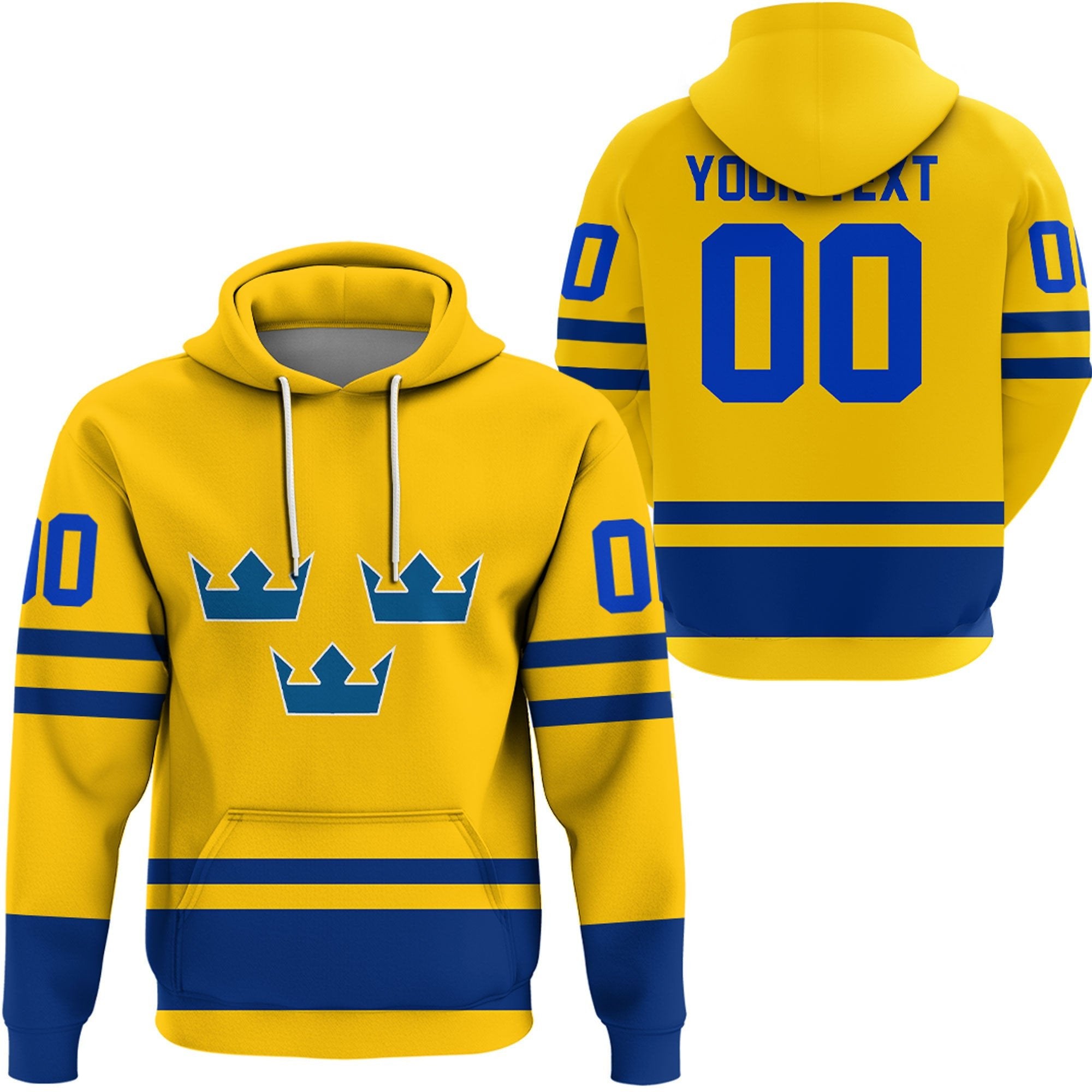 Custom Sweden Team Hockey Jersey Style Yellow Version Hoodie