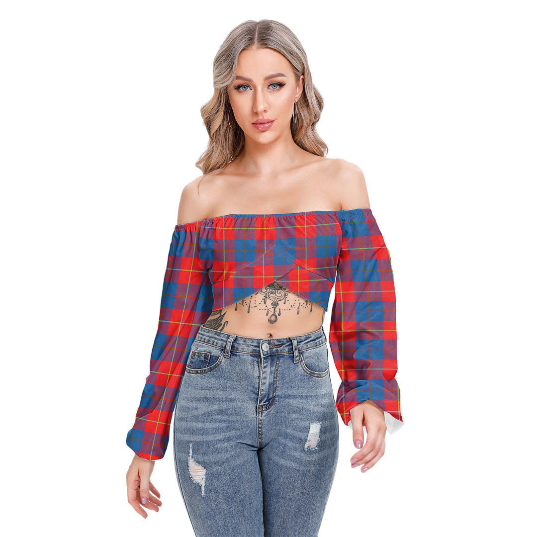 Galloway Red Tartan Plaid Cropped Tube Top Long Sleeve