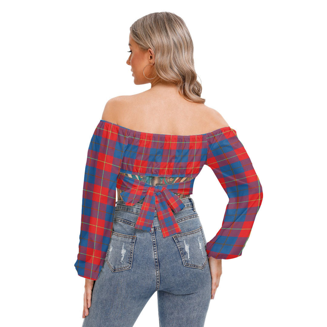 Galloway Red Tartan Plaid Cropped Tube Top Long Sleeve