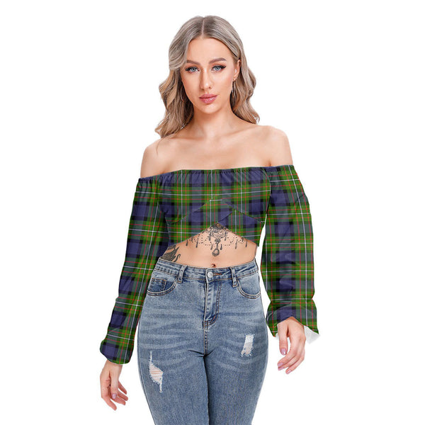 Fergusson Modern Tartan Plaid Cropped Tube Top Long Sleeve