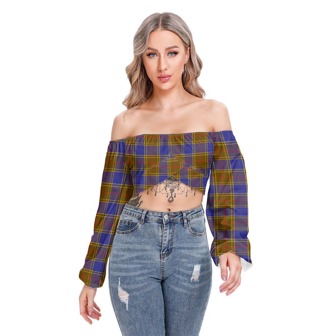 Balfour Modern Tartan Plaid Cropped Tube Top Long Sleeve