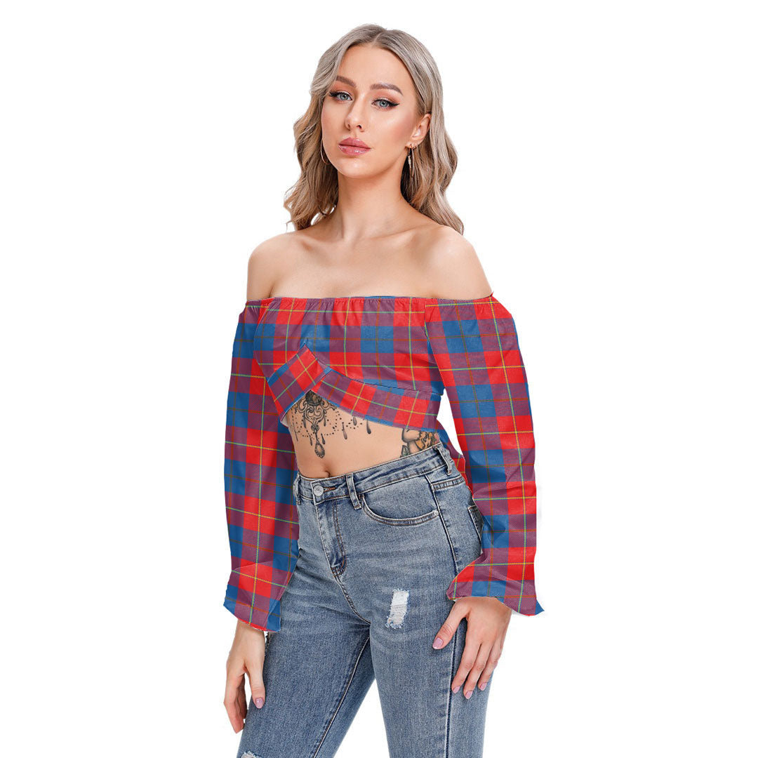 Galloway Red Tartan Plaid Cropped Tube Top Long Sleeve