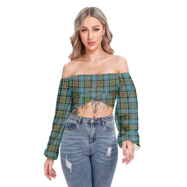 Paisley District Tartan Plaid Cropped Tube Top Long Sleeve