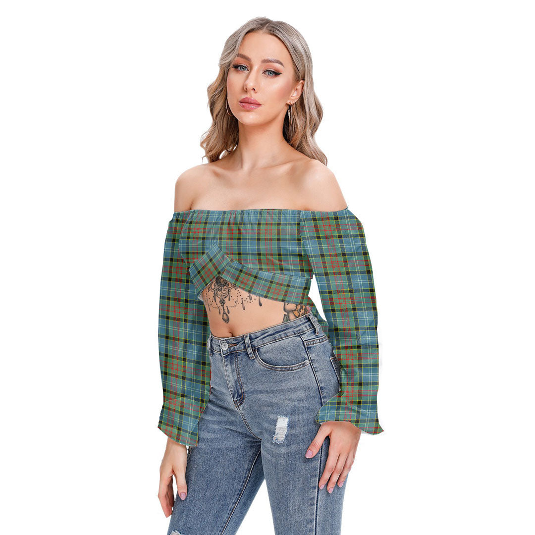 Paisley District Tartan Plaid Cropped Tube Top Long Sleeve