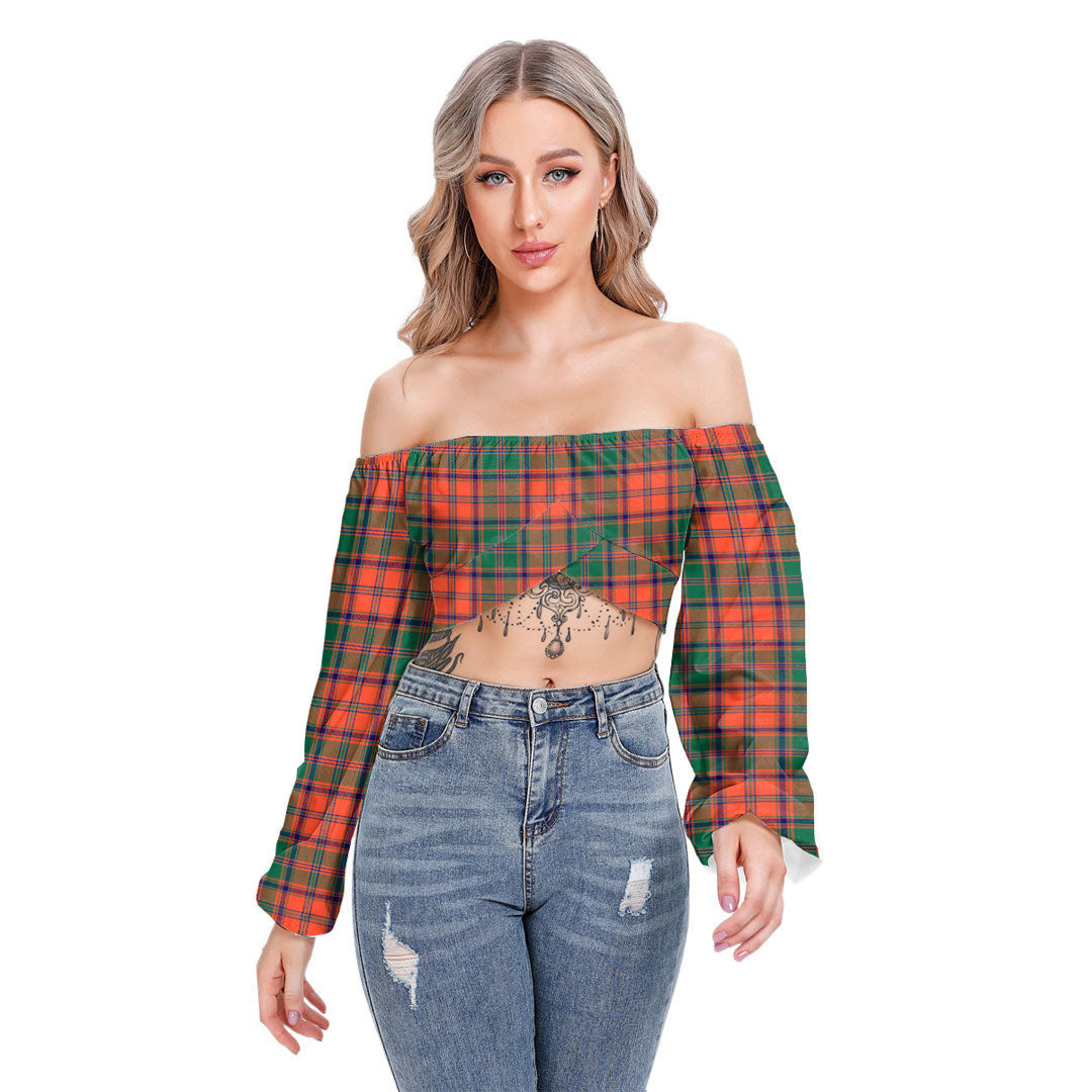 Stewart of Appin Ancient Tartan Plaid Cropped Tube Top Long Sleeve