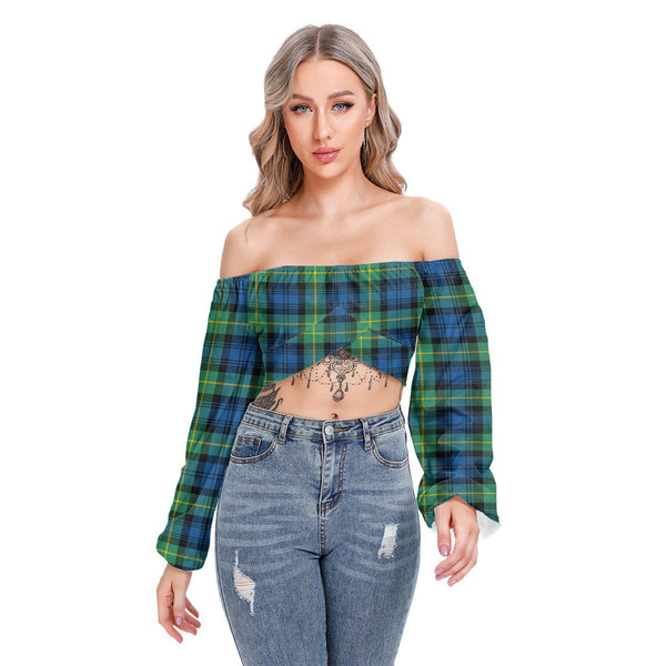 Gordon Ancient Tartan Plaid Cropped Tube Top Long Sleeve