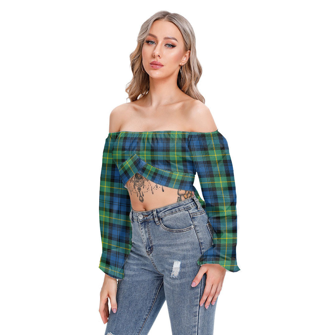 Gordon Ancient Tartan Plaid Cropped Tube Top Long Sleeve