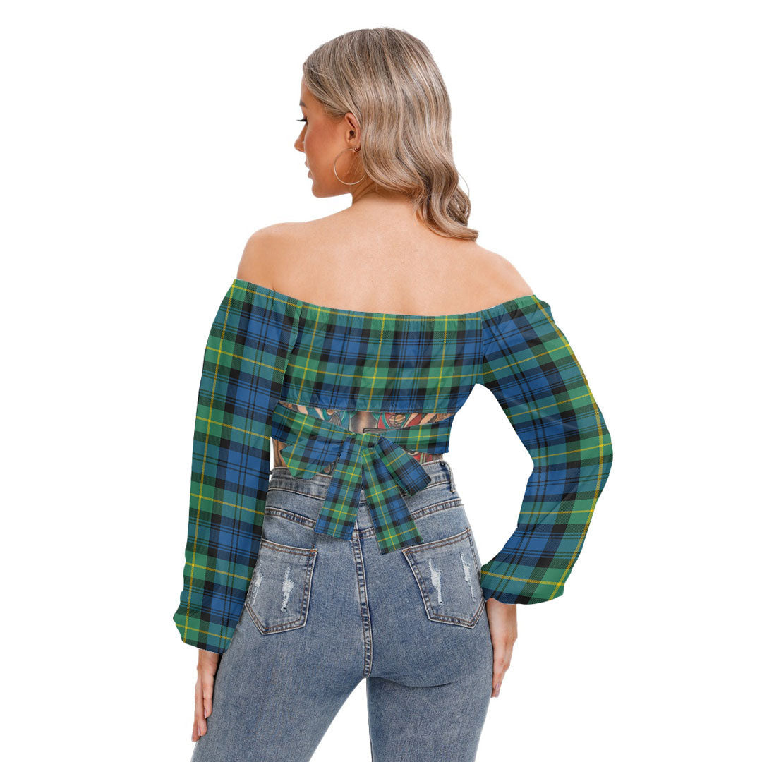 Gordon Ancient Tartan Plaid Cropped Tube Top Long Sleeve