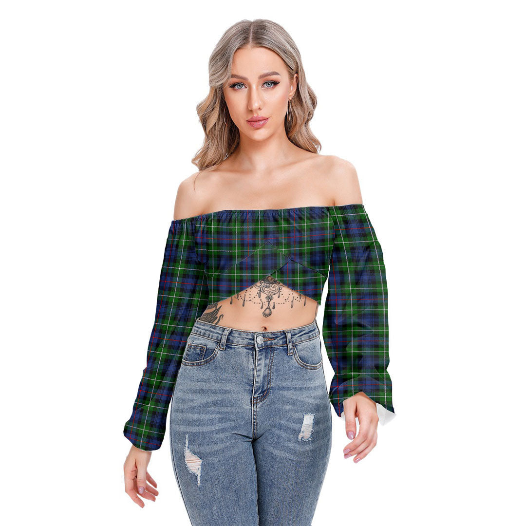 MacKenzie Modern Tartan Plaid Cropped Tube Top Long Sleeve