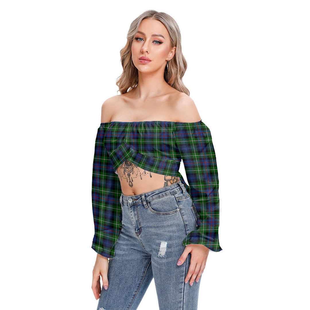 MacKenzie Modern Tartan Plaid Cropped Tube Top Long Sleeve