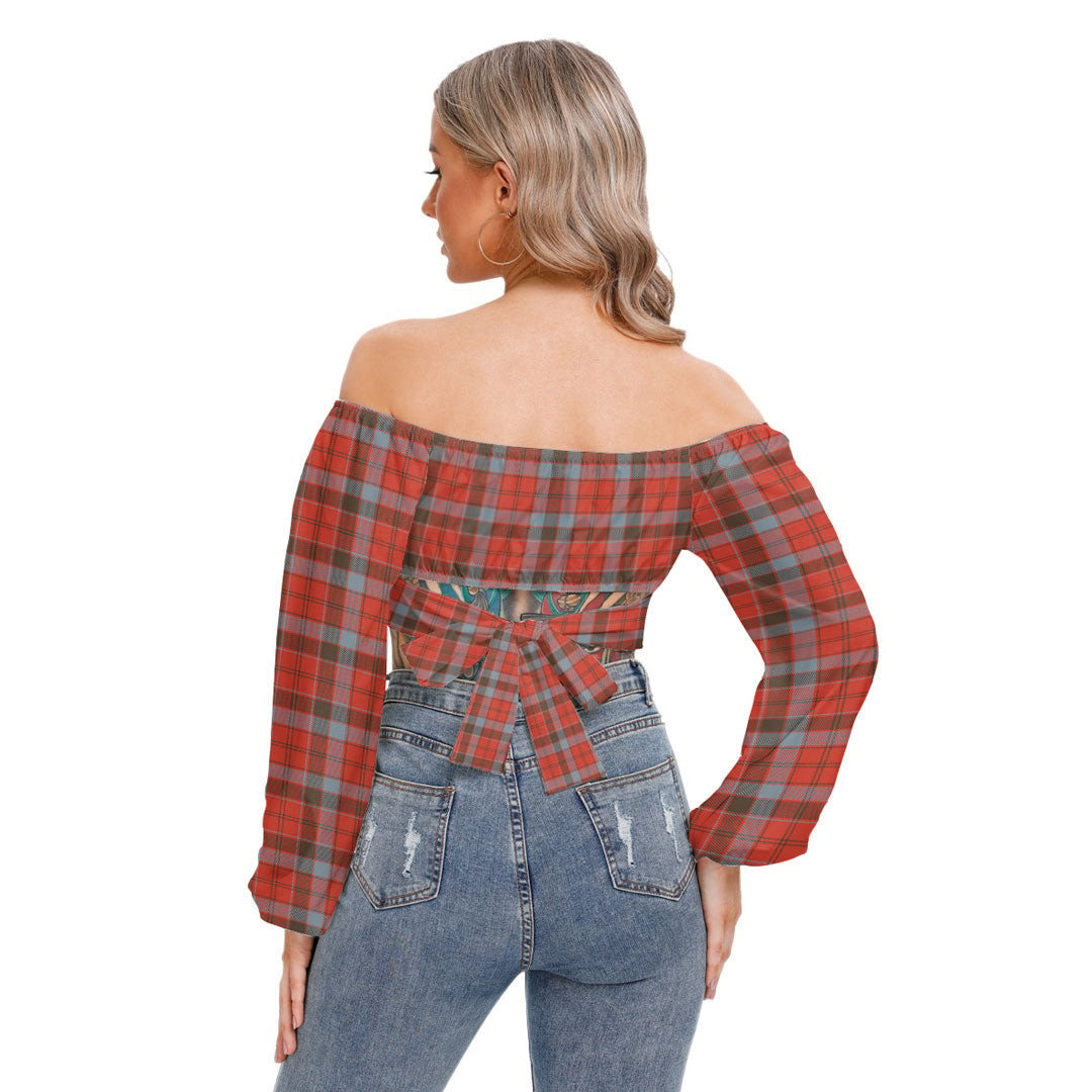 Robertson Weathered Tartan Plaid Cropped Tube Top Long Sleeve