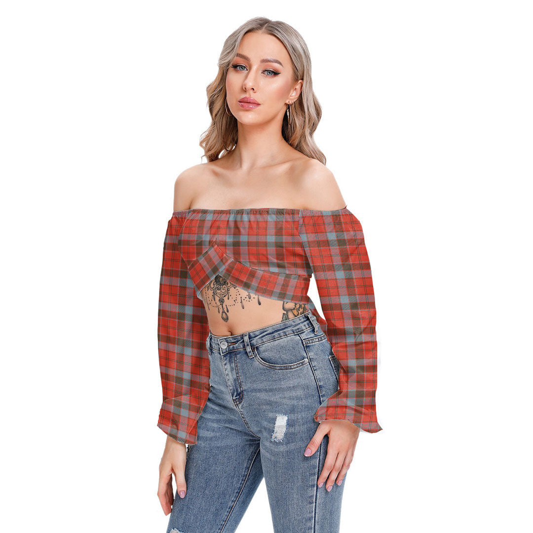 Robertson Weathered Tartan Plaid Cropped Tube Top Long Sleeve