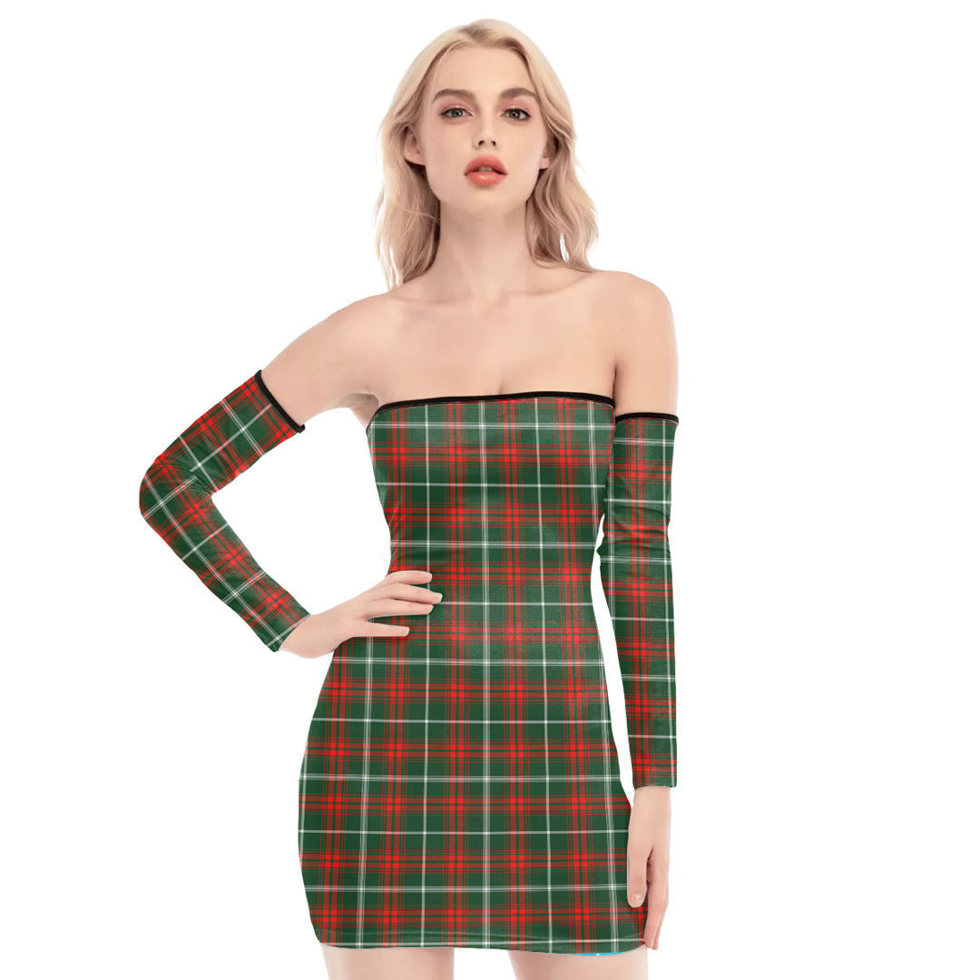 Princess Margaret Tartan Plaid Off-Shoulder Back Lace-Up Dress