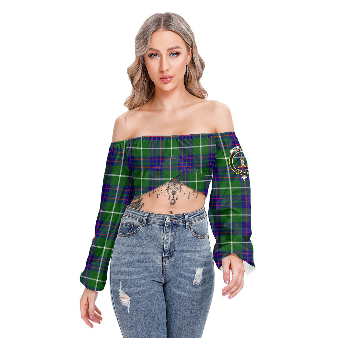 MacIntyre Hunting Modern Tartan Crest Cropped Tube Top Long Sleeve