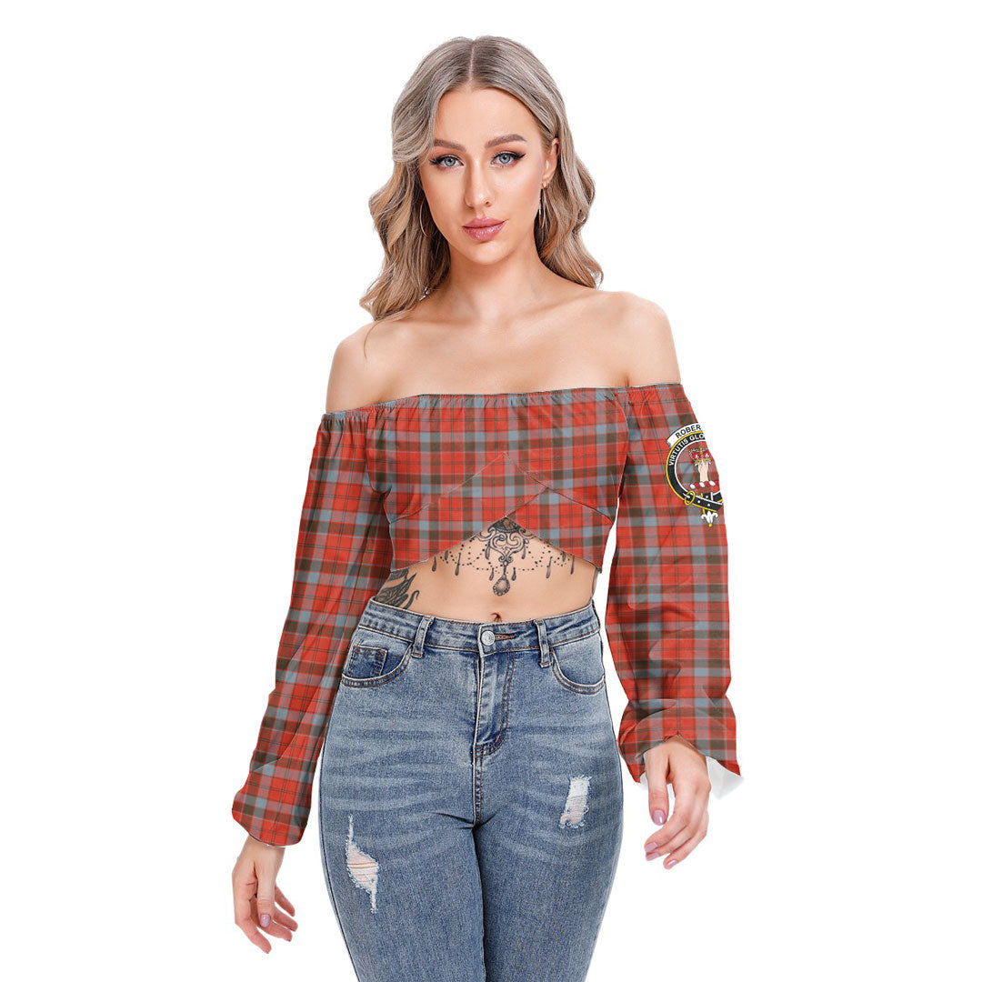 Robertson Weathered Tartan Crest Cropped Tube Top Long Sleeve