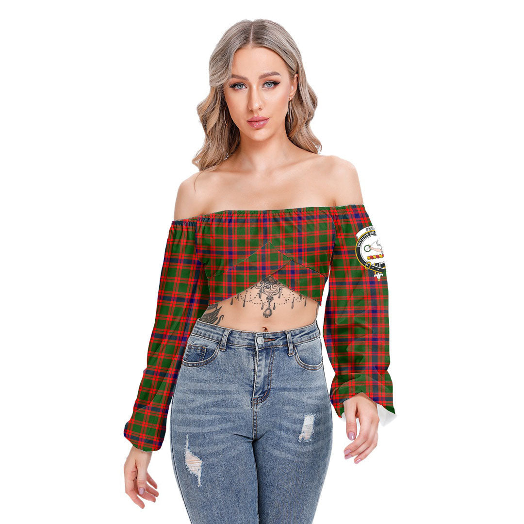 Skene Modern Tartan Crest Cropped Tube Top Long Sleeve