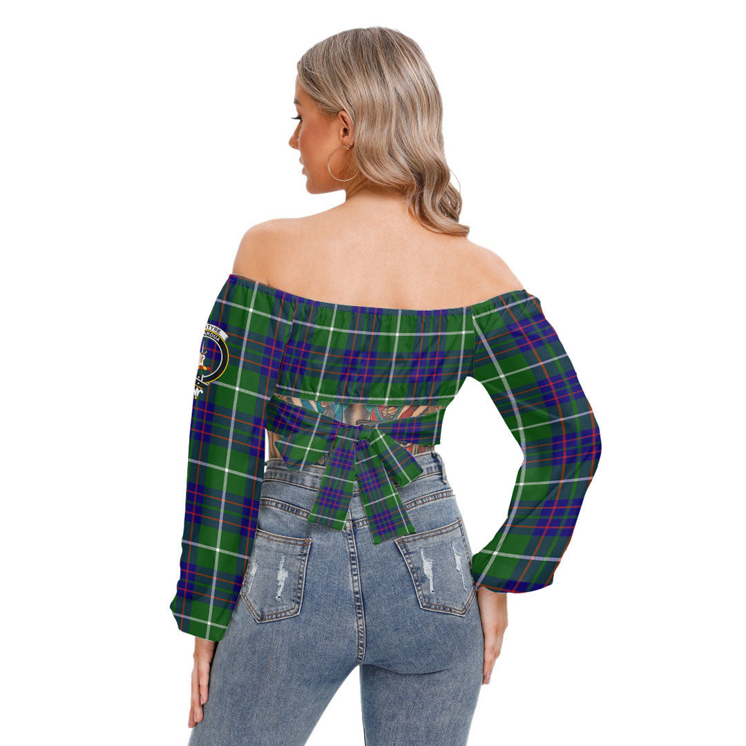 MacIntyre Hunting Modern Tartan Crest Cropped Tube Top Long Sleeve