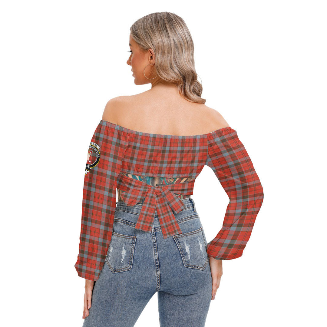 Robertson Weathered Tartan Crest Cropped Tube Top Long Sleeve