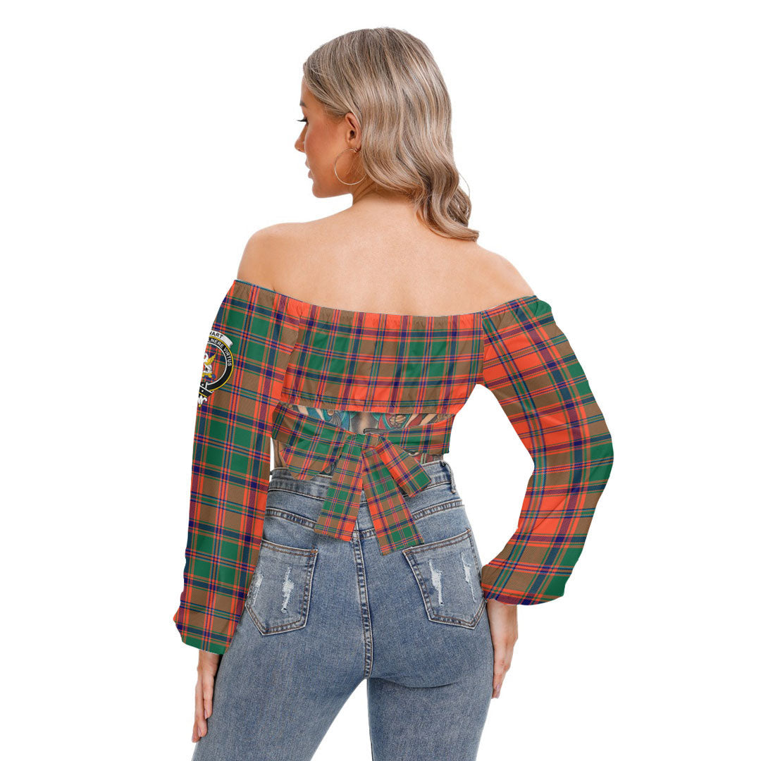 Stewart of Appin Ancient Tartan Crest Cropped Tube Top Long Sleeve