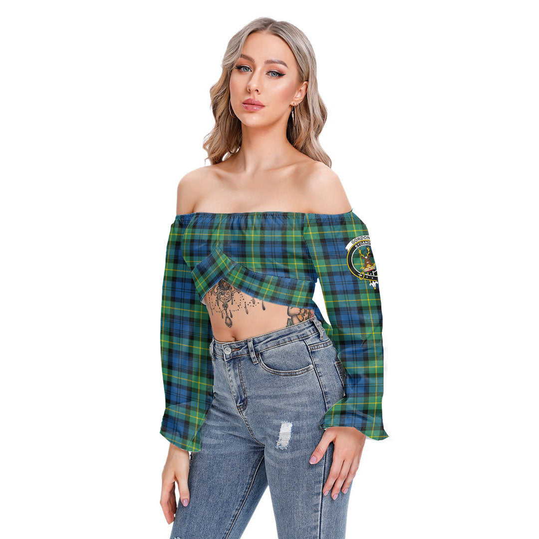 Gordon Ancient Tartan Crest Cropped Tube Top Long Sleeve