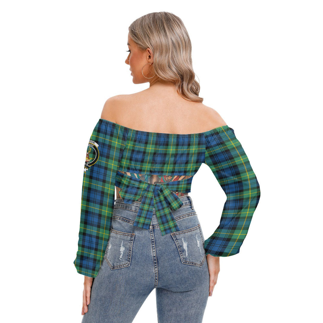 Gordon Ancient Tartan Crest Cropped Tube Top Long Sleeve