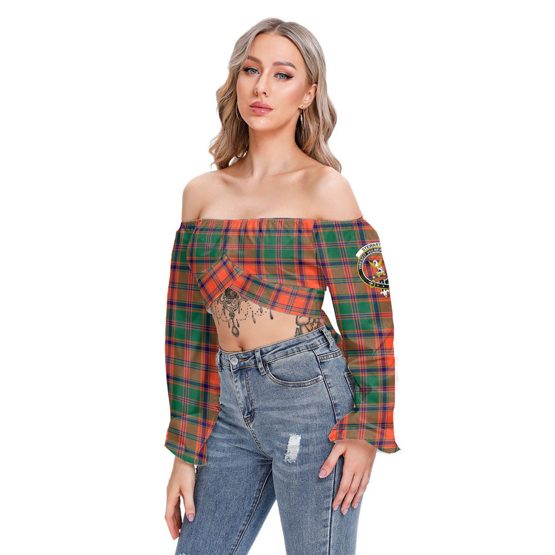 Stewart of Appin Ancient Tartan Crest Cropped Tube Top Long Sleeve