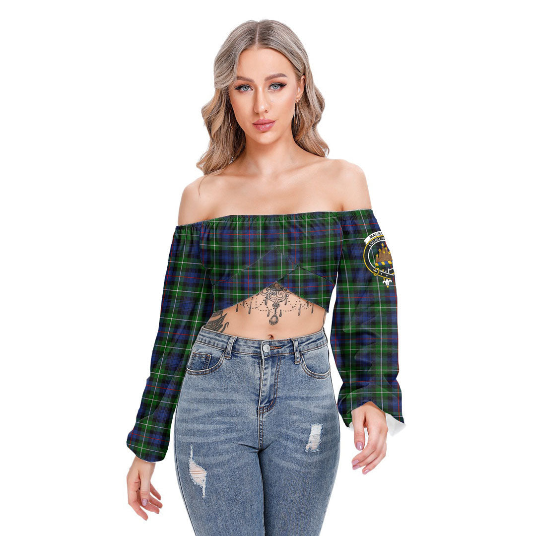 MacKenzie Modern Tartan Crest Cropped Tube Top Long Sleeve