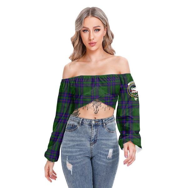 Lockhart Modern Tartan Crest Cropped Tube Top Long Sleeve