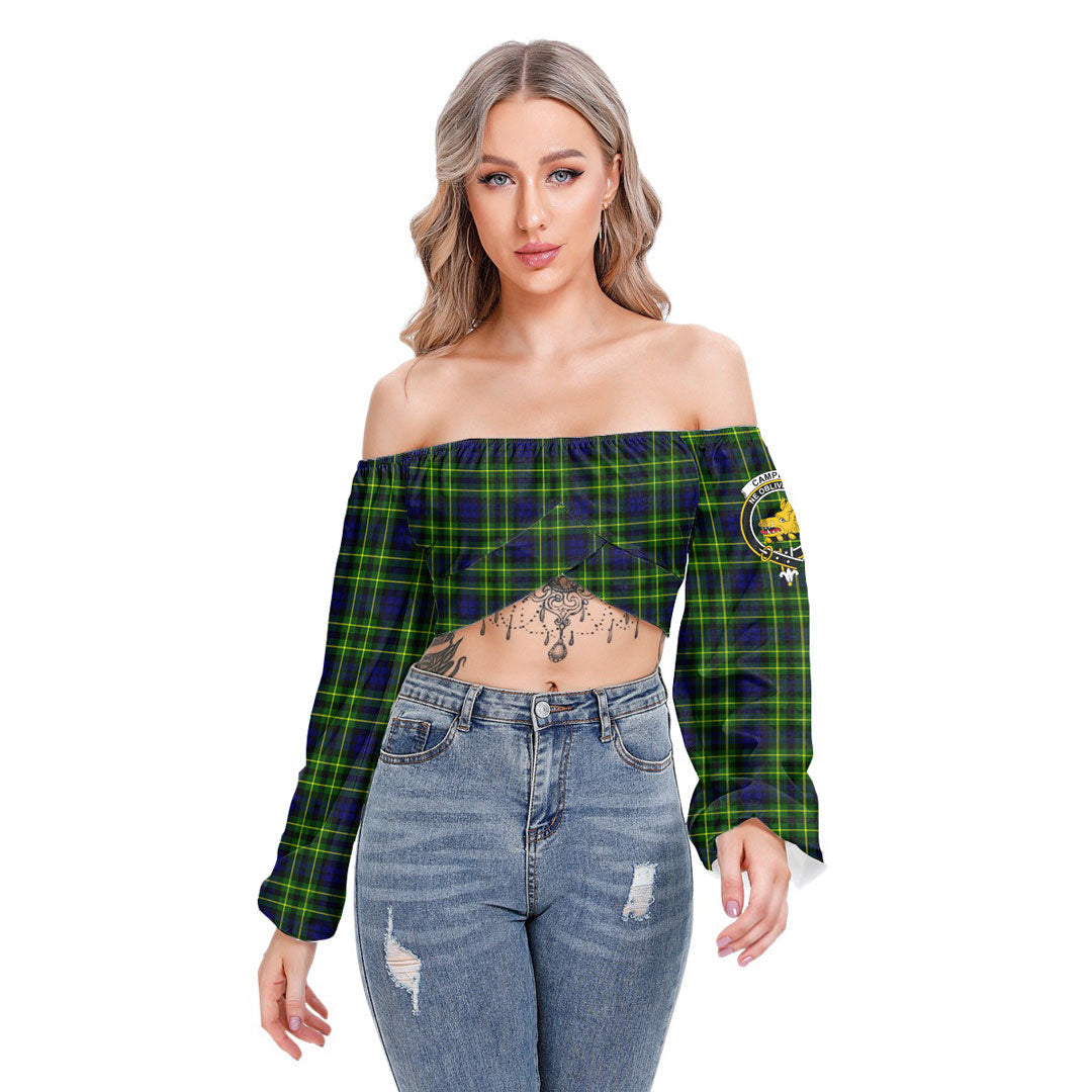 Campbell of Breadalbane Modern Tartan Crest Cropped Tube Top Long Sleeve