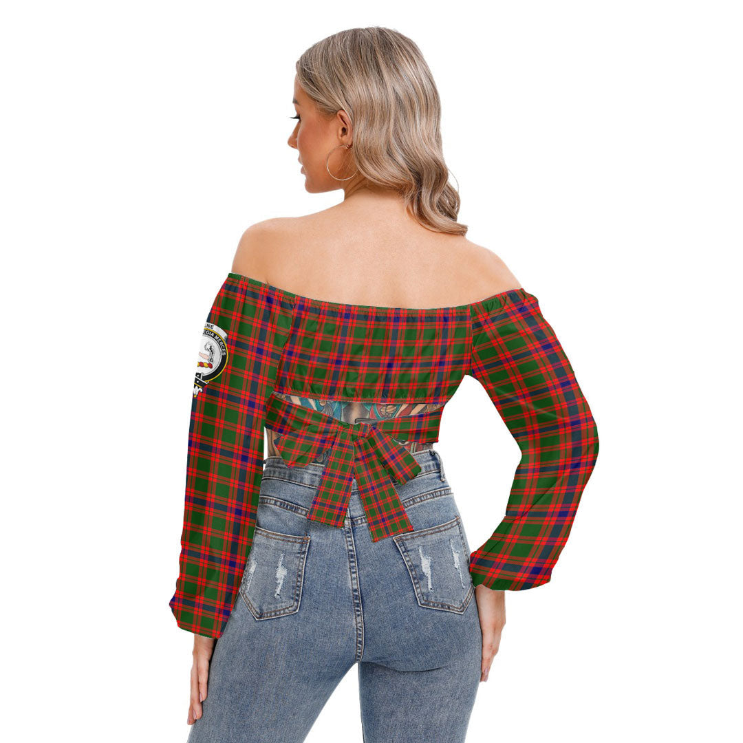 Skene Modern Tartan Crest Cropped Tube Top Long Sleeve