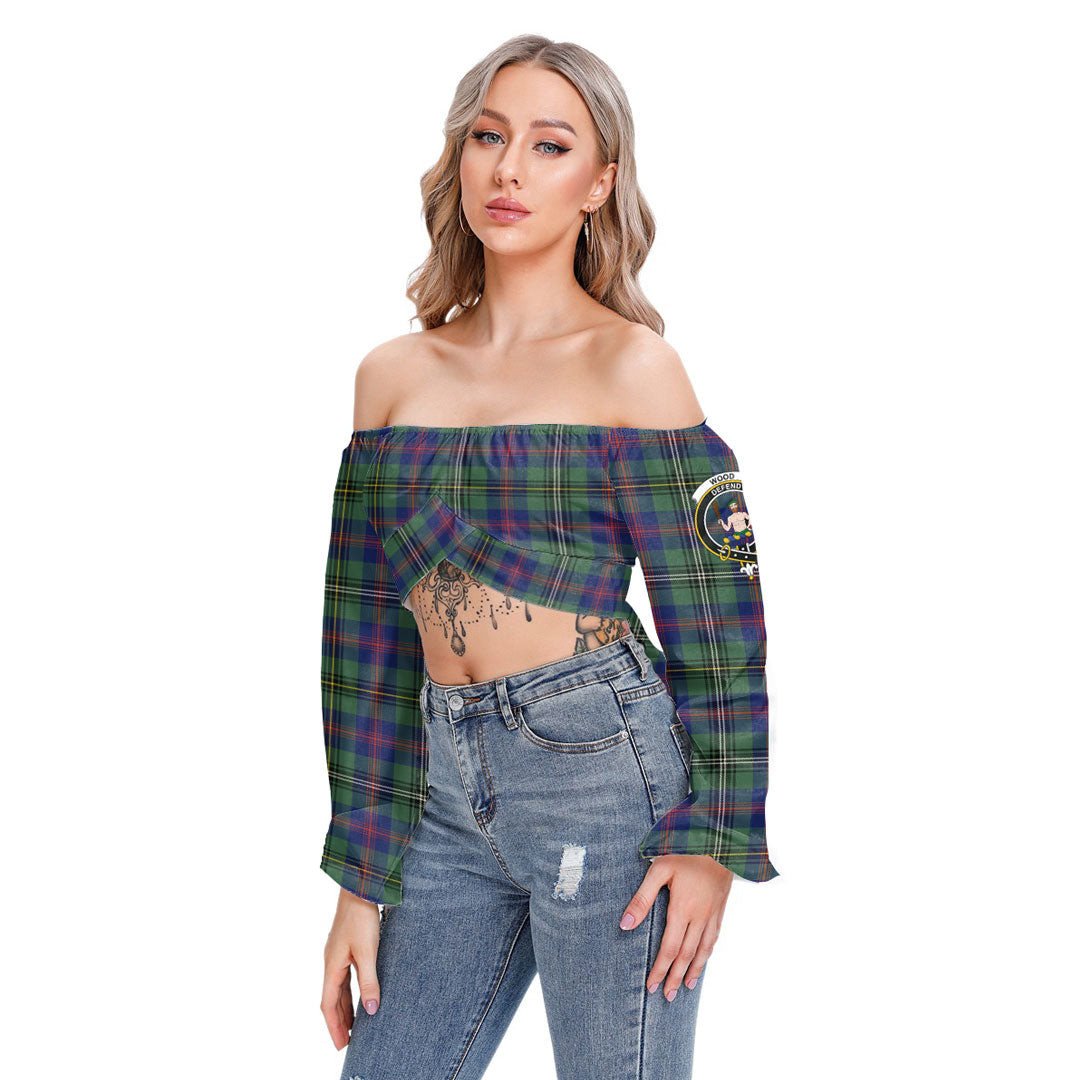 Wood Modern Tartan Crest Cropped Tube Top Long Sleeve