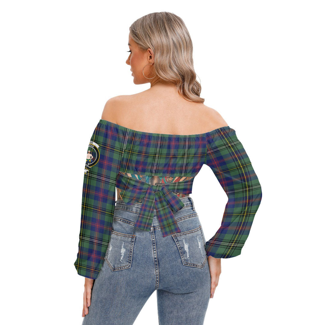 Wood Modern Tartan Crest Cropped Tube Top Long Sleeve