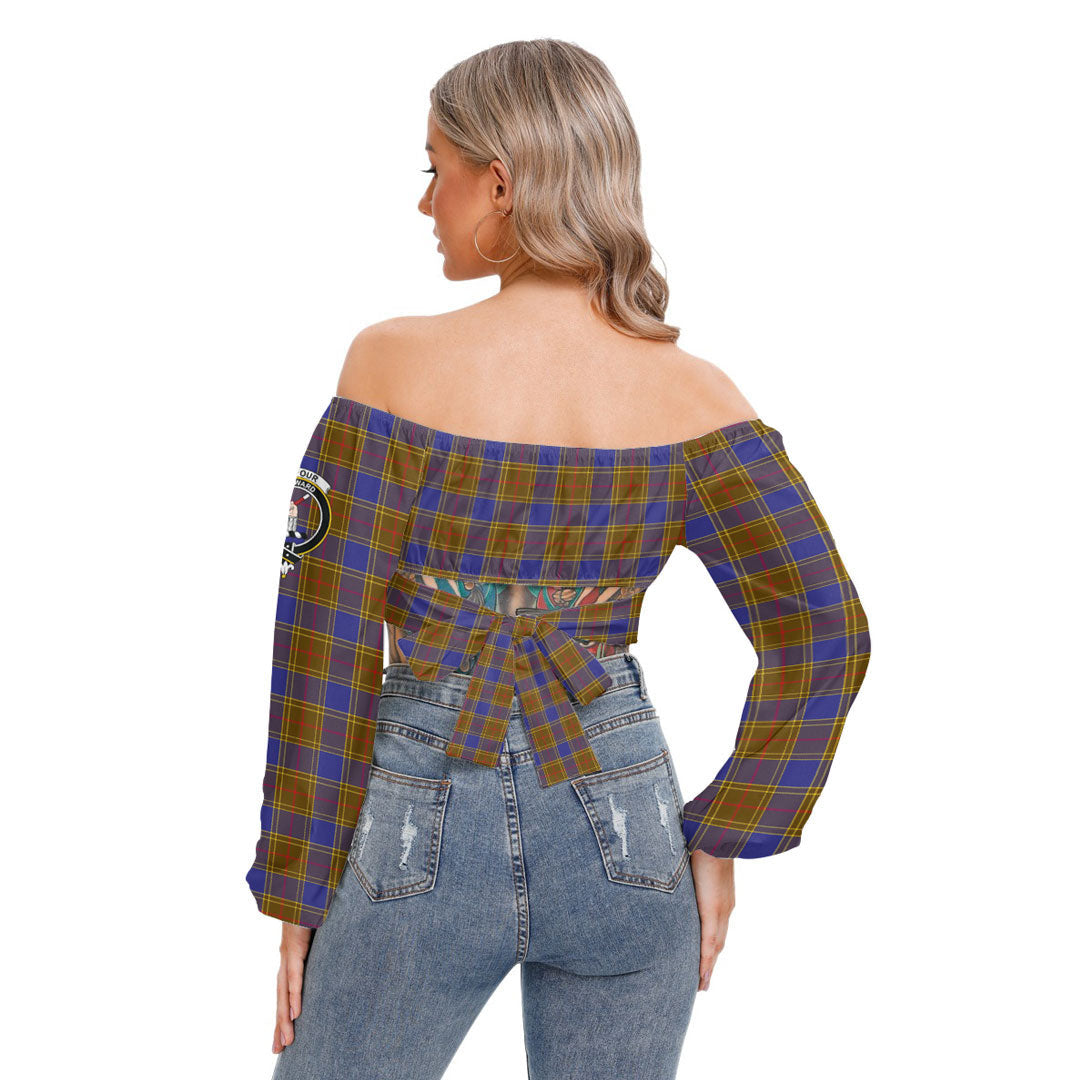 Balfour Modern Tartan Crest Cropped Tube Top Long Sleeve