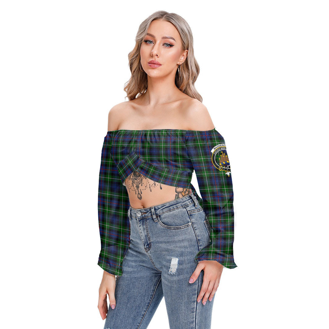 MacKenzie Modern Tartan Crest Cropped Tube Top Long Sleeve