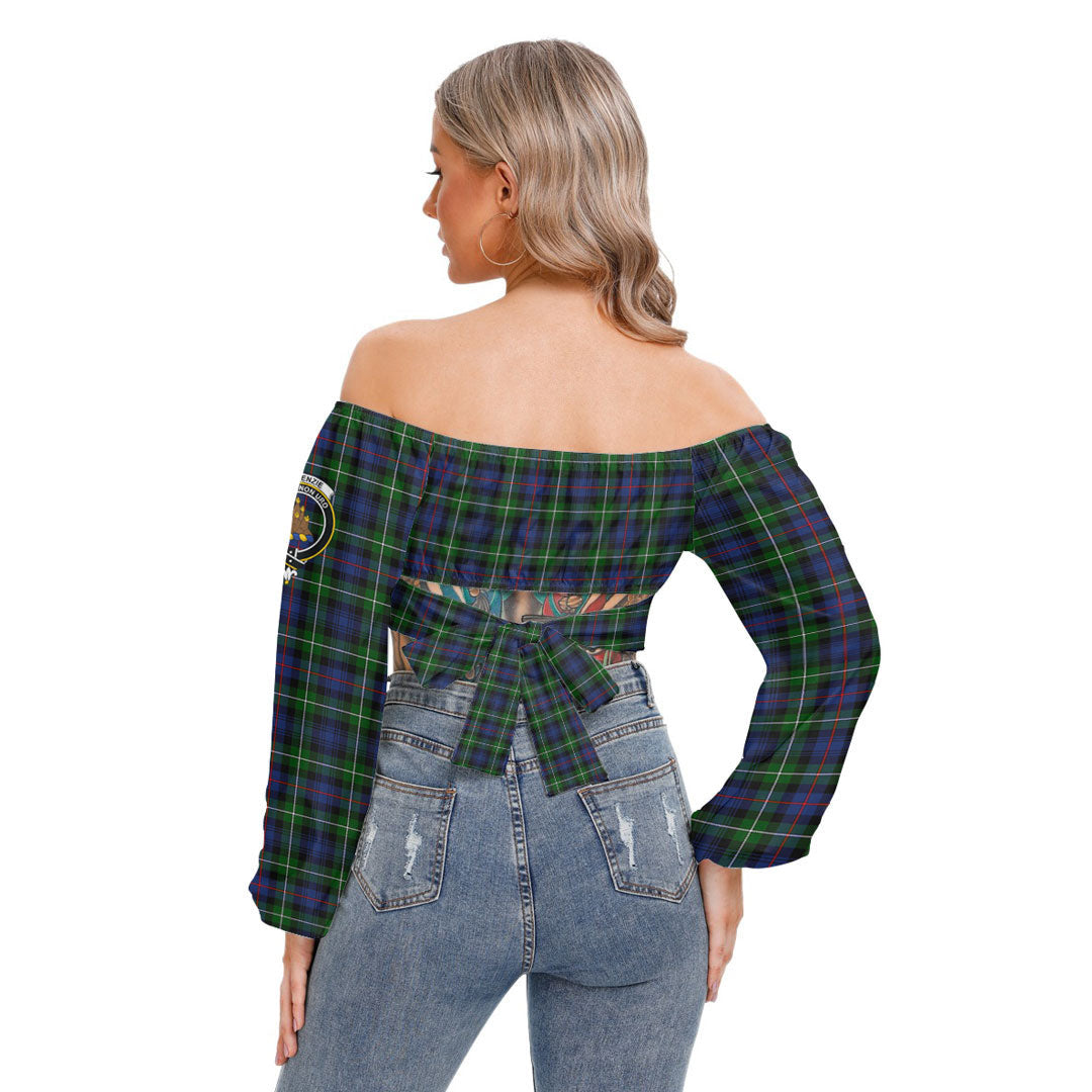 MacKenzie Modern Tartan Crest Cropped Tube Top Long Sleeve