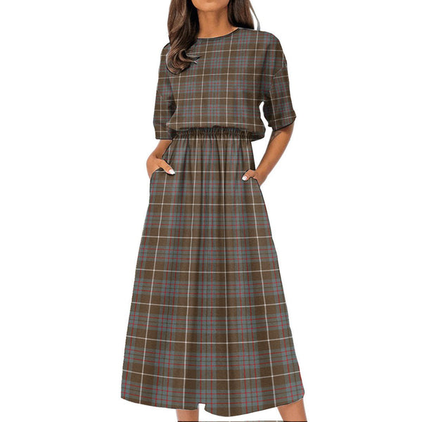 MacIntyre Hunting Weathered Tartan Plaid Women's Elastic Waist Dress