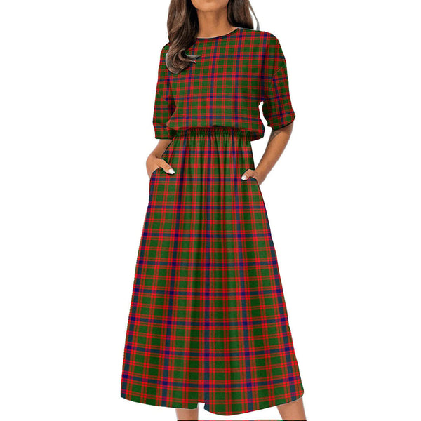 Skene Modern Tartan Plaid Women's Elastic Waist Dress