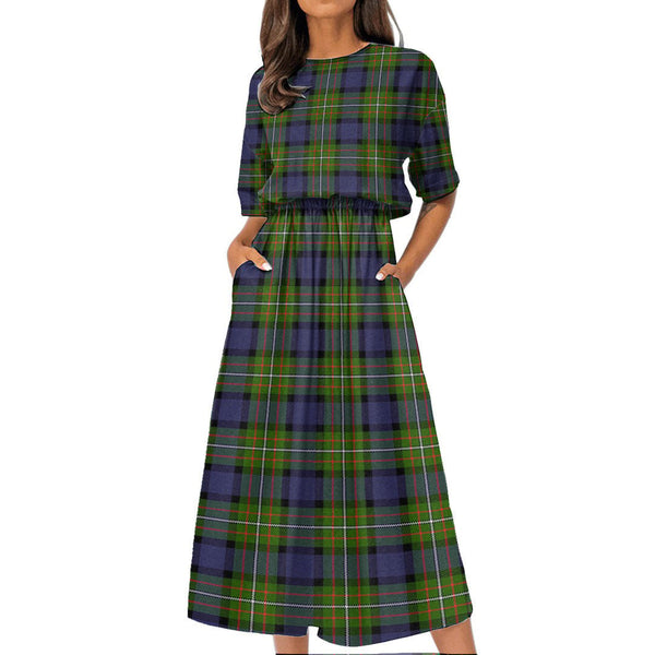 Fergusson Modern Tartan Plaid Women's Elastic Waist Dress