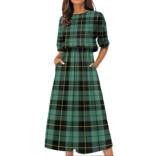 Wallace Hunting Ancient Tartan Plaid Women's Elastic Waist Dress