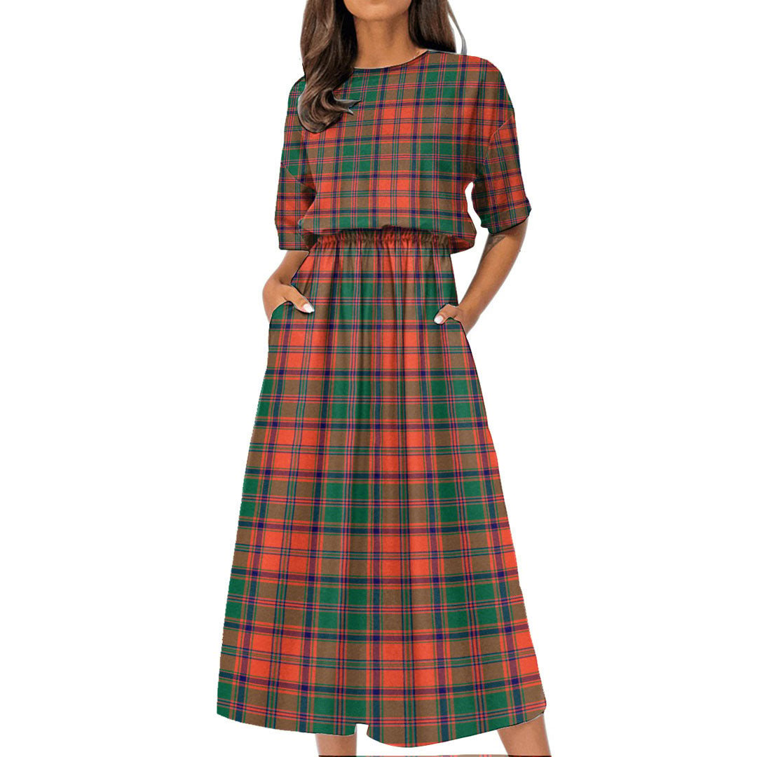 Stewart of Appin Ancient Tartan Plaid Women's Elastic Waist Dress