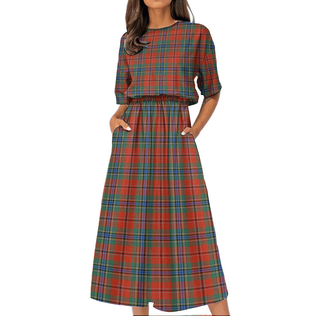 MacLean of Duart Ancient Tartan Plaid Women's Elastic Waist Dress