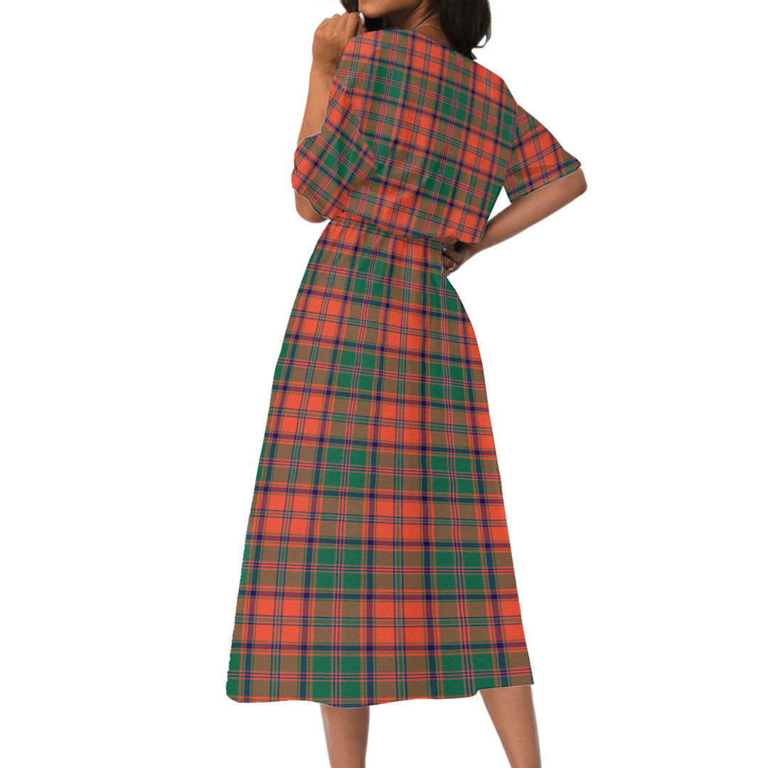 Stewart of Appin Ancient Tartan Plaid Women's Elastic Waist Dress