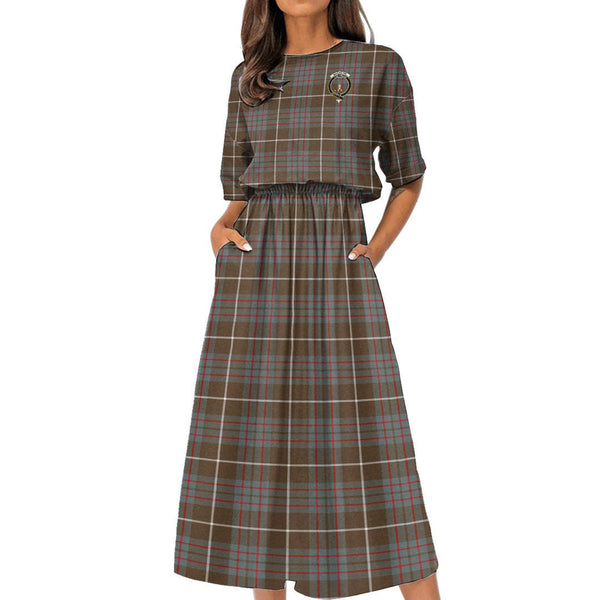 MacIntyre Hunting Weathered Tartan Crest Women's Elastic Waist Dress