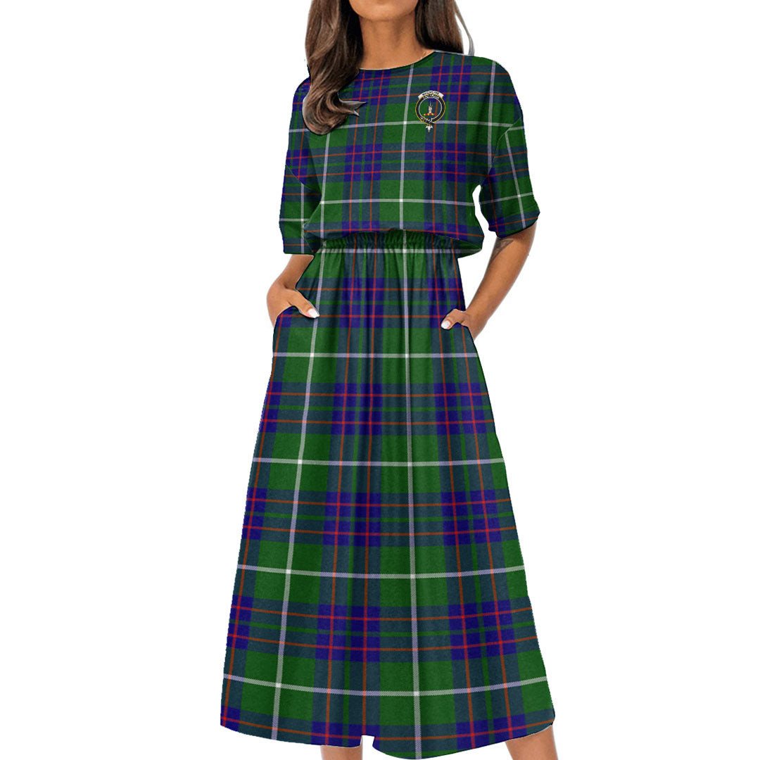 MacIntyre Hunting Modern Tartan Crest Women's Elastic Waist Dress