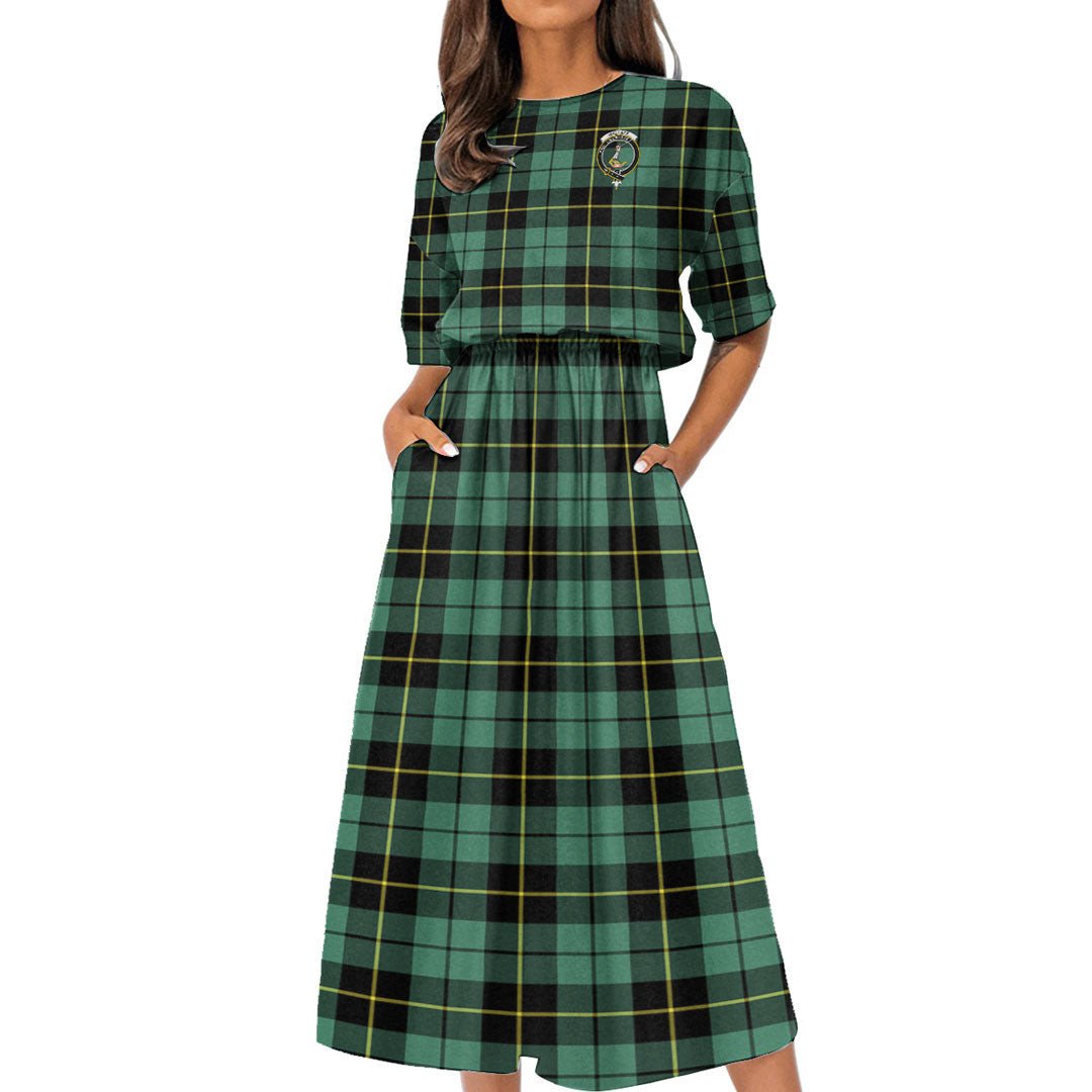 Wallace Hunting Ancient Tartan Crest Women's Elastic Waist Dress